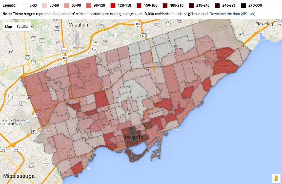 Toronto crime map Crime map Toronto (Canada)