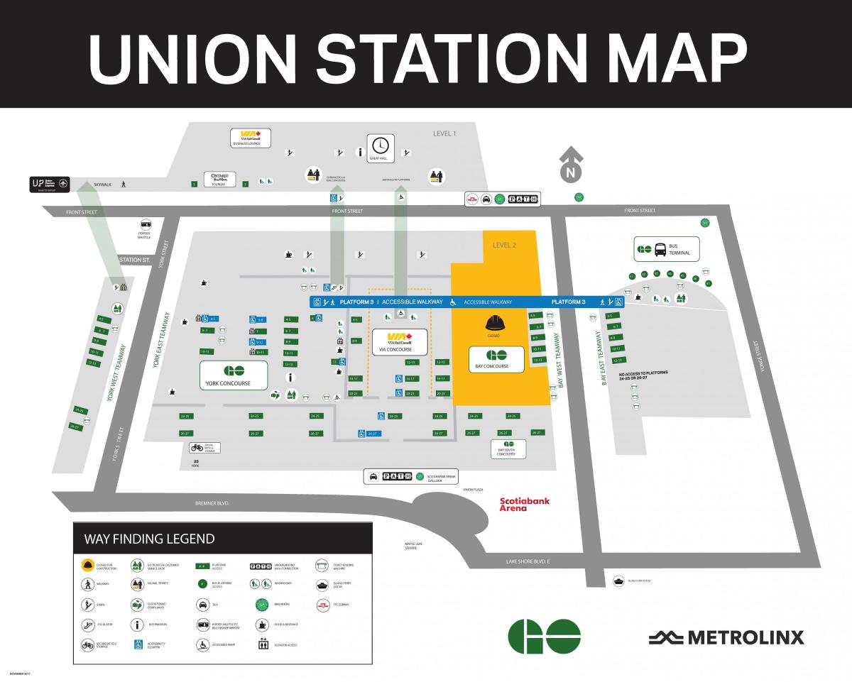 toronto union station map Map Of Union Station Toronto Union Station Toronto Map Canada toronto union station map