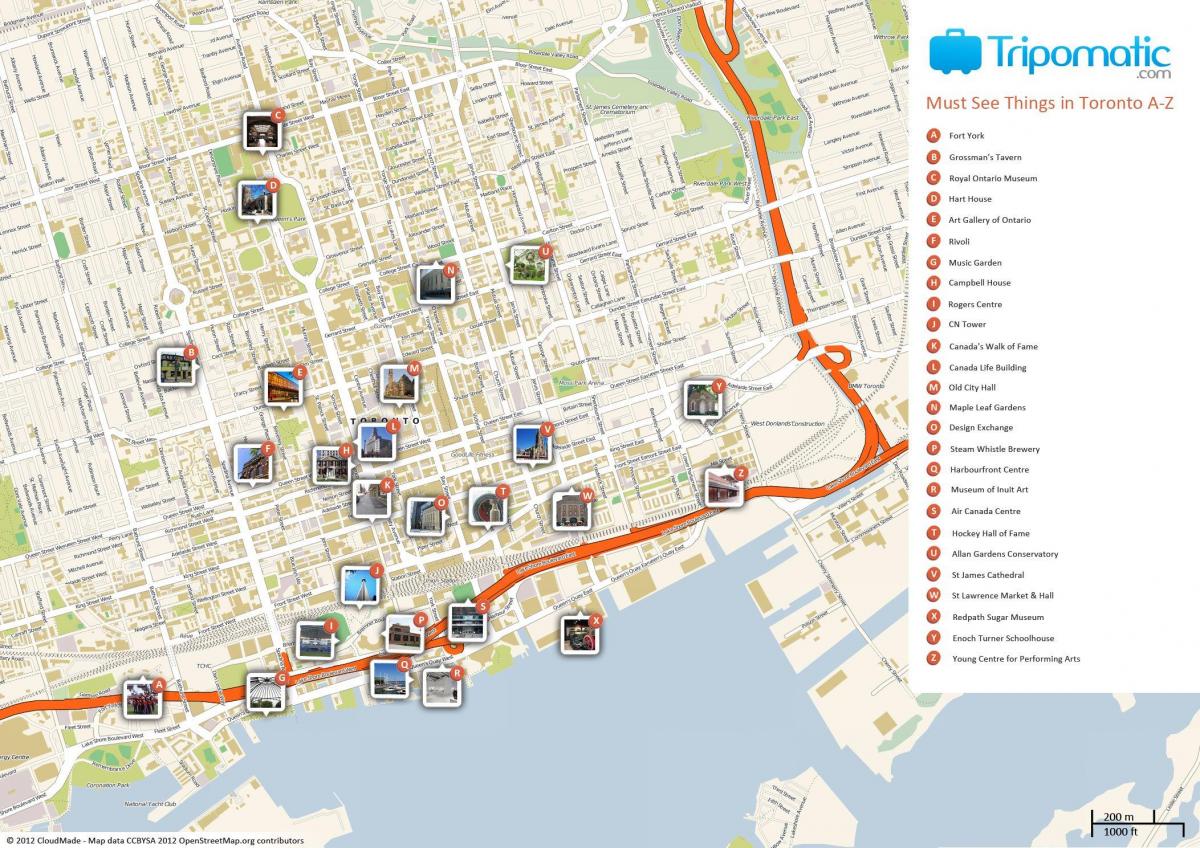 map of Toronto attractions