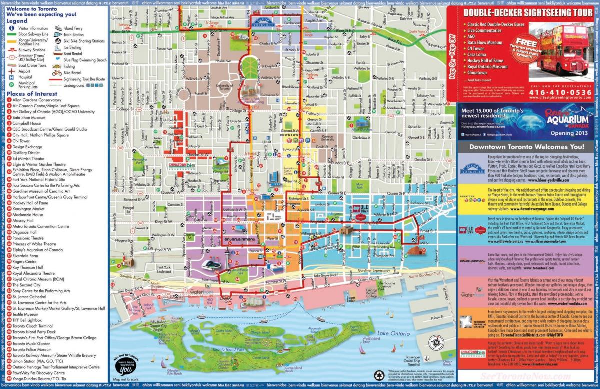 map of Toronto hop on hop off bus tour