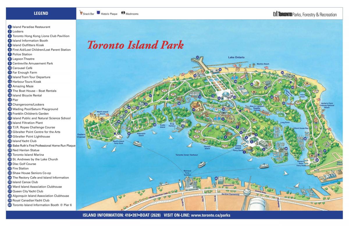 map of Toronto island