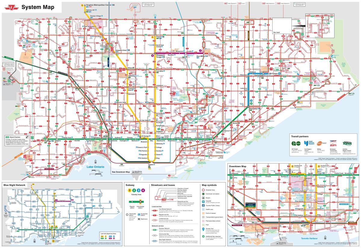 Ttc bus map - Ttc map Toronto bus (Canada)