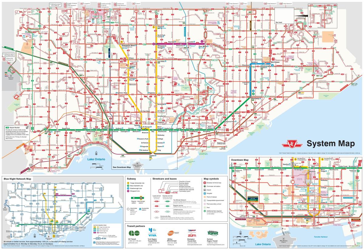 Ttc map bus - Bus map Toronto (Canada)